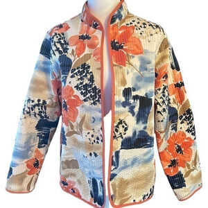 NWOT Alfred Dunner Jacket Tangerine Flowers Design Size 8P